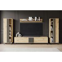 OBÝVACIA STENA HELSINKI 01 - čierna/dub artisan, Trend, kompozitné drevo/plast (270/140/33cm)