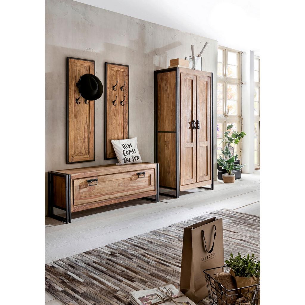 Garderobe Dielen Naturfarben/Schwarz B: 215cm