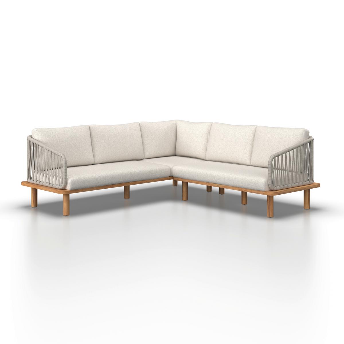 TERASOVÁ SEDACIA SÚPRAVA MARA - krémová/farba tíku, Modern, kov/drevo (190/62,5/70cm) - Bessagi Garden