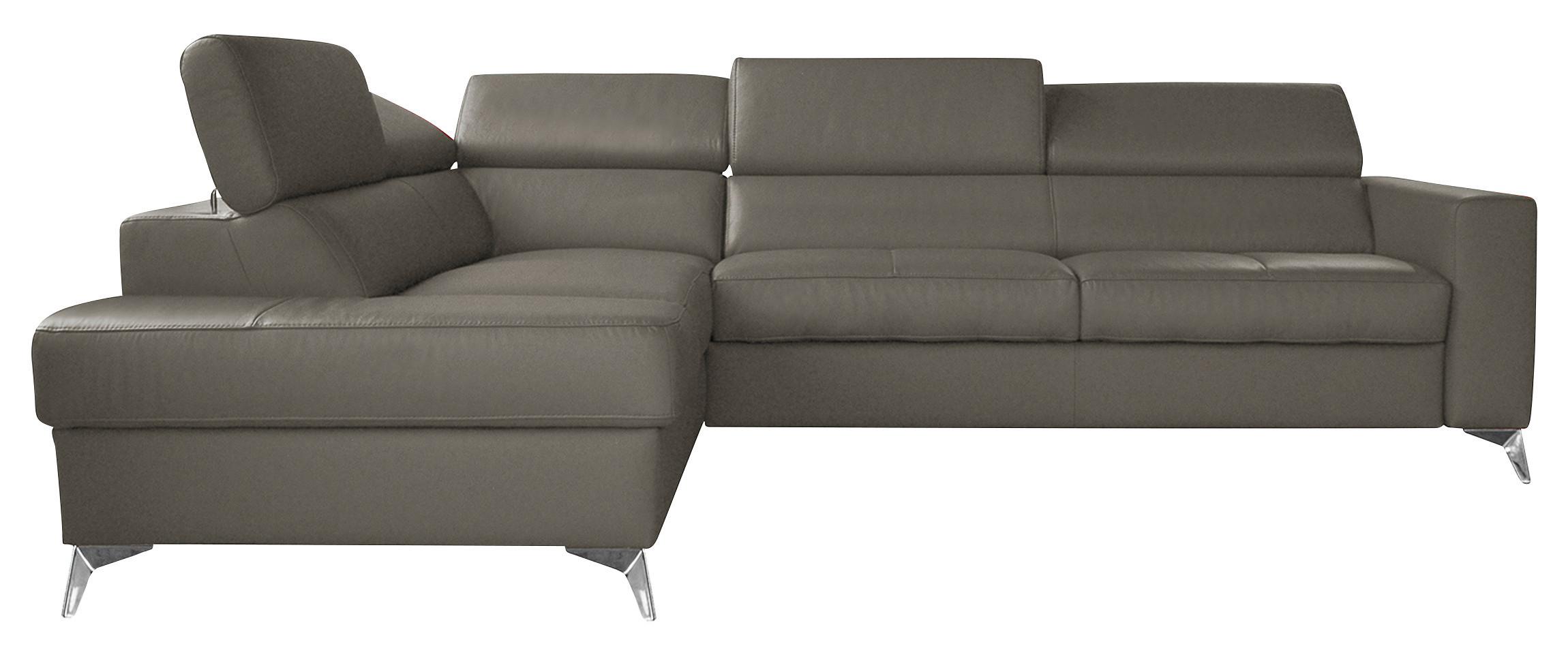 Ecksofa Mondo Schlammfarben S: 208x286 Cm - Chromfarben/Schlammfarben, Design, Leder/Textil (208/286cm) - Livetastic