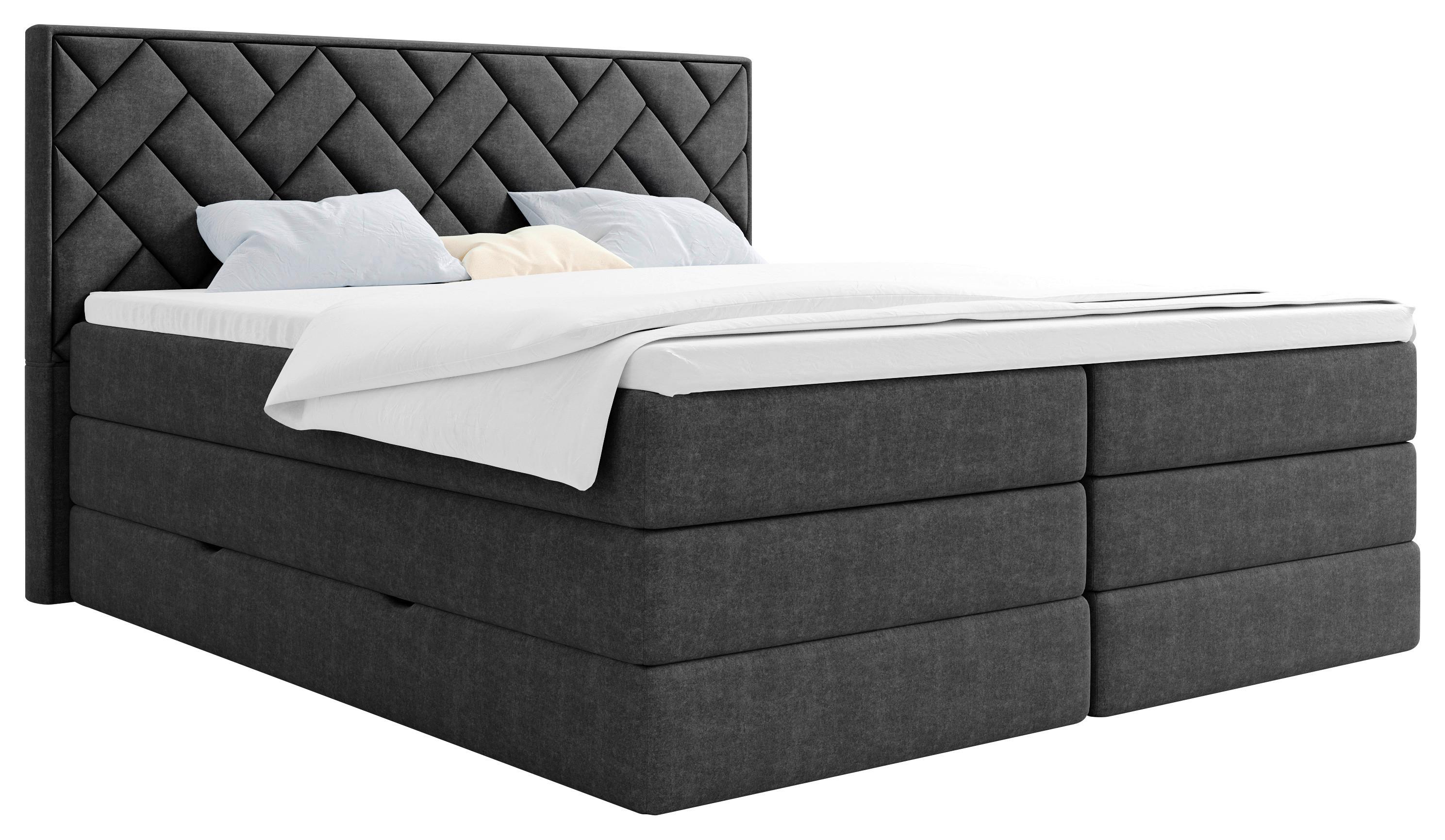 Boxspringbett Loreno - Anthrazit/Schwarz, MODERN, Holzwerkstoff/Textil (180/200cm) - MID.YOU