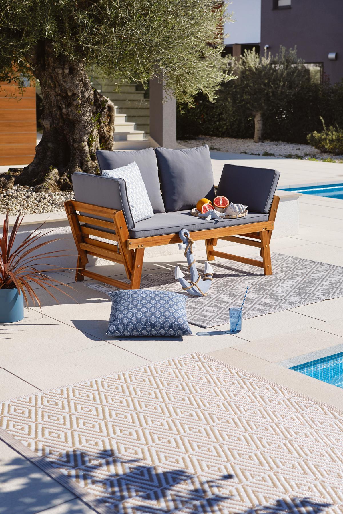 Kerti Pad Bali - akáciaszínű/szürke, Modern, textil/fa (190/75/68cm) - James Wood