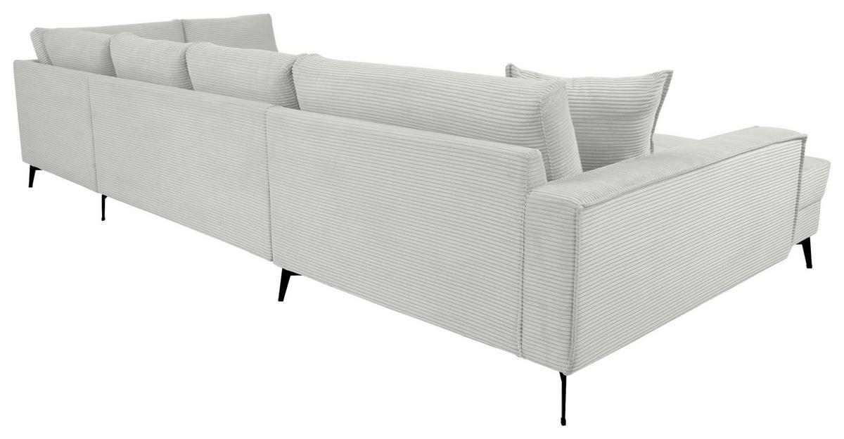 Wohnlandschaft Zero Cremeweiß U-Form 195x362x173cm - Creme/Schwarz, Trend, Textil (173/362/195cm)