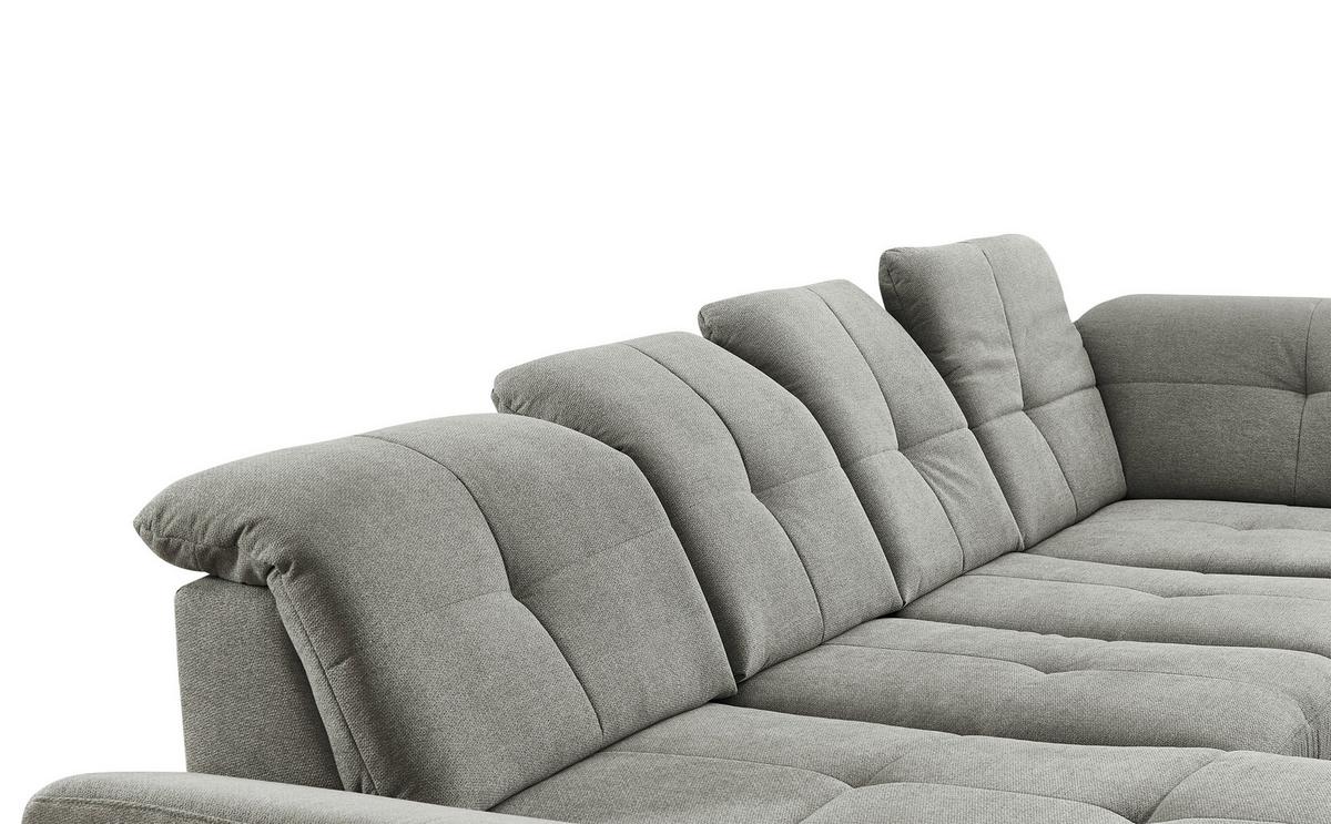 Wohnlandschaft mit Schlaffunktion Alufarben - Alufarben/Schwarz, KONVENTIONELL, Textil (315/260cm) - Luca Bessoni