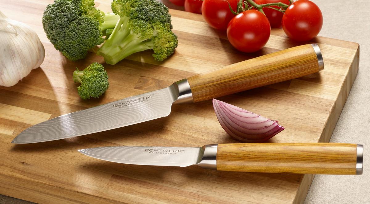 Messerset Aleyna 2 -Teilig. Crv-Stahl Klinge ca. 19,7 cm - Silberfarben/Braun, MODERN, Metall - Echtwerk
