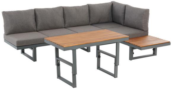 Loungegarnitur 3-Tlg Paris Aus Akazienholz/Stahl mit Kissen - Grau/Teakfarben, MODERN, Holz/Metall (240/177/42/51cm) - Beldano