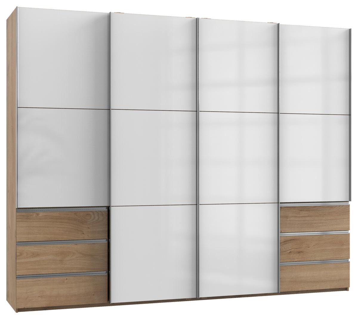 Schwebetürenschrank B: 300 Cm Level 36c Weiß/eiche Dekor - Eichefarben/Weiß, MODERN, Holzwerkstoff (300/236/65cm) - MID.YOU