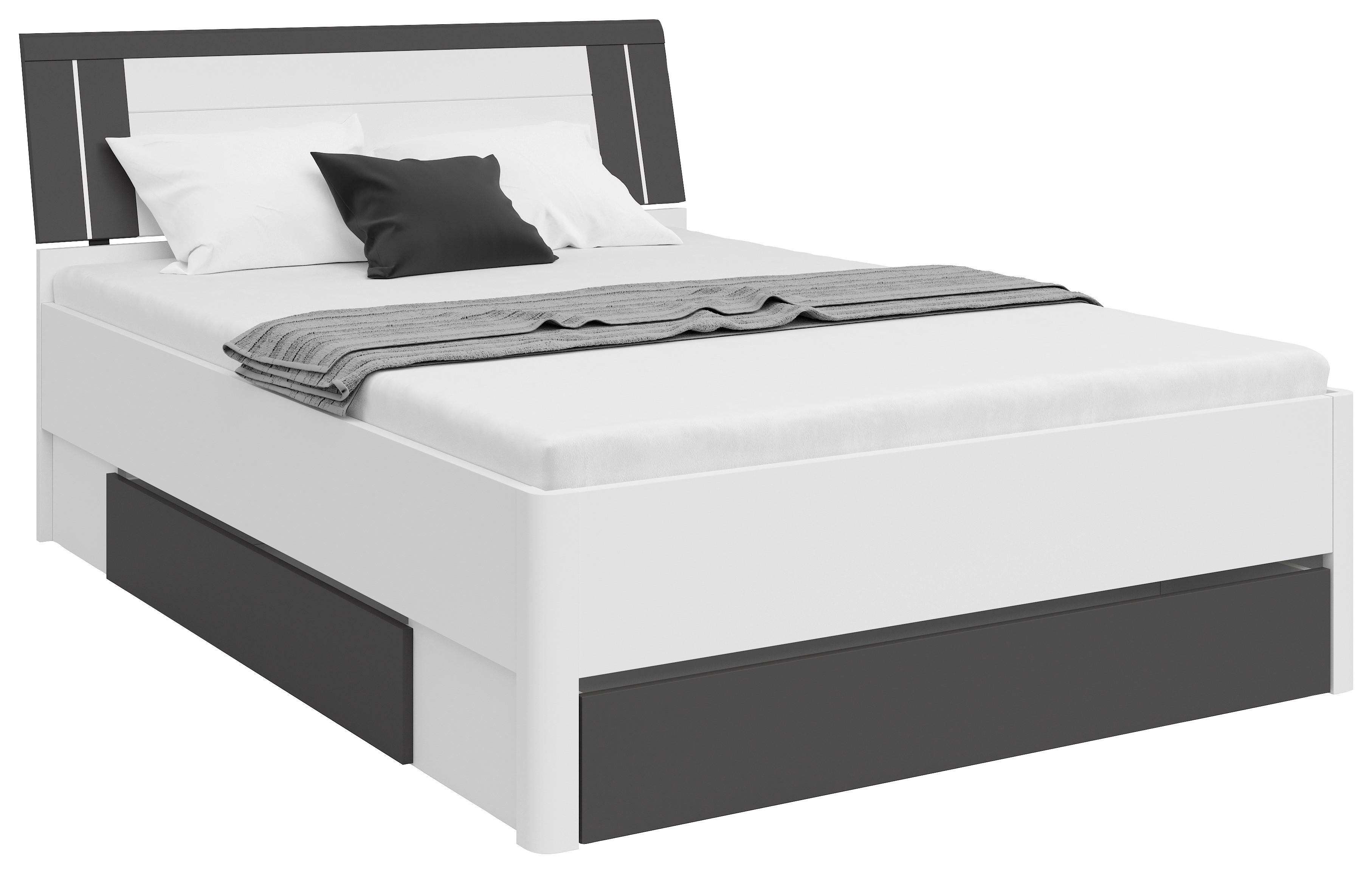 Stauraumbett 140x200 cm Saturn Graphitfarben/Weiß - Graphitfarben/Weiß, KONVENTIONELL, Holzwerkstoff (140/200cm)