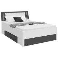 Stauraumbett 140x200 cm Saturn Graphitfarben/Weiß - Graphitfarben/Weiß, KONVENTIONELL, Holzwerkstoff (140/200cm)