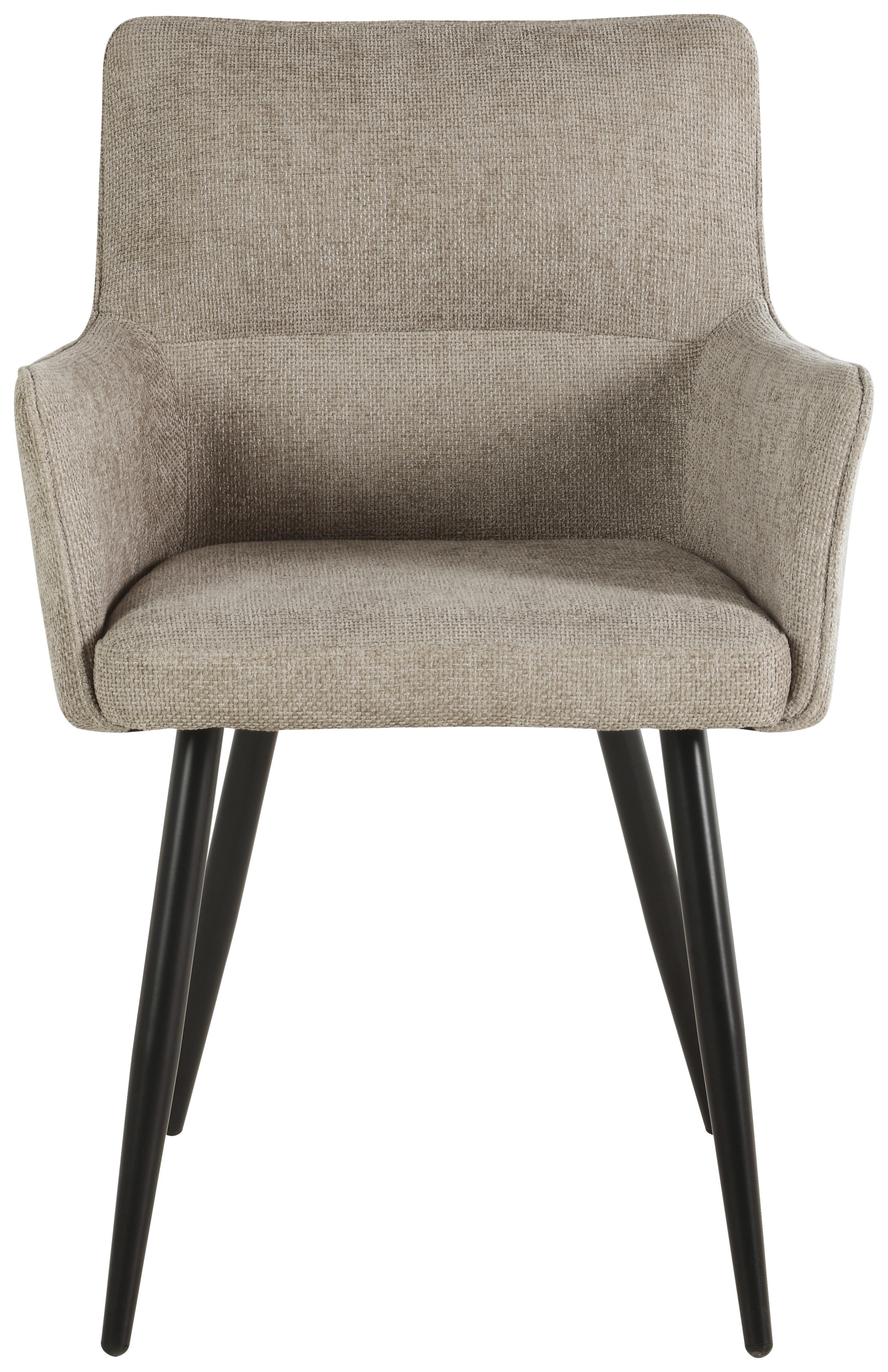 Armlehnstuhl Finn - Hellbraun/Schwarz, LIFESTYLE, Holz/Textil (54/82/60cm) - MID.YOU