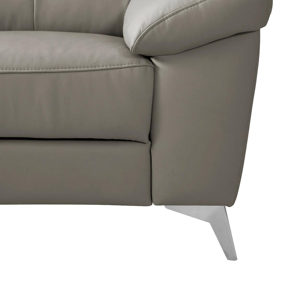 Ecksofa Luna Teilleder Schlammfarben 194x242 - Chromfarben/Schlammfarben, Design, Leder/Textil (194/242cm) - Livetastic