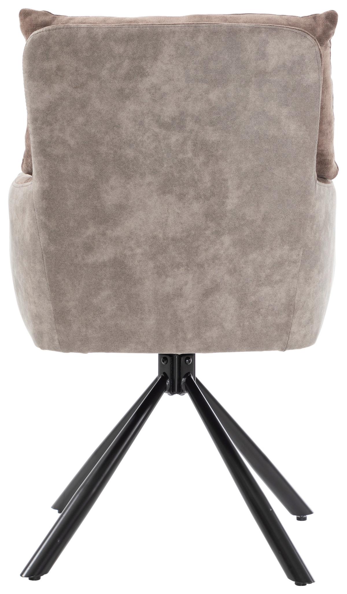 Otoční židle s područkami SOPHIE hnědá - černá/hnědá, Moderní, kov/textil (60/93/67cm) - Premium Living