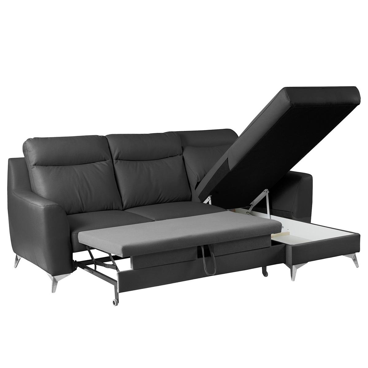 Ecksofa Gio Schwarz S: 168x236 Cm - Chromfarben/Schwarz, Design, Leder/Textil (168/236cm) - Livetastic
