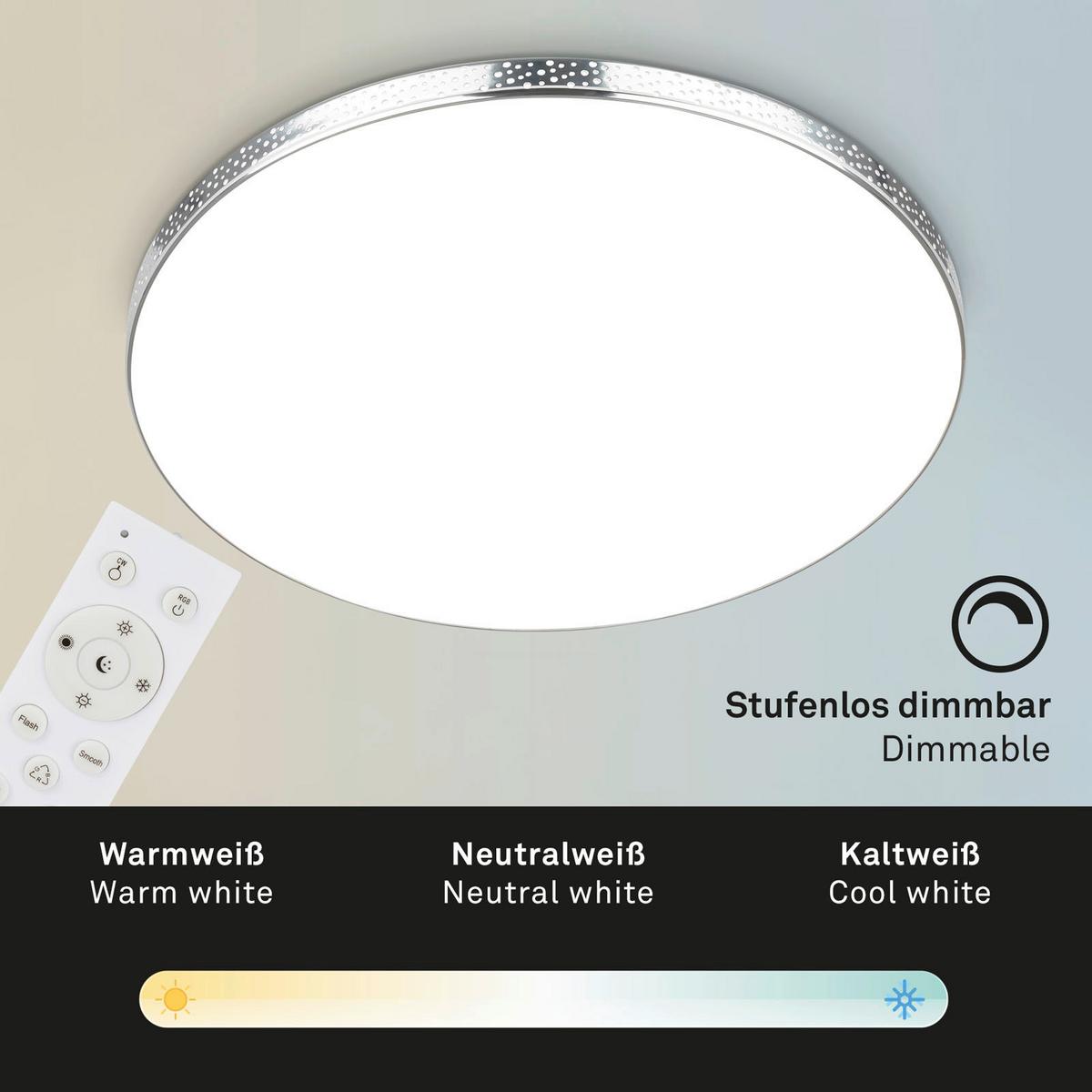 Led-deckenleuchte 3679-118 Ø 45,5 Cm Multicolor - Chromfarben/Weiß, Basics, Kunststoff/Metall (45,5/7,5cm) - Briloner