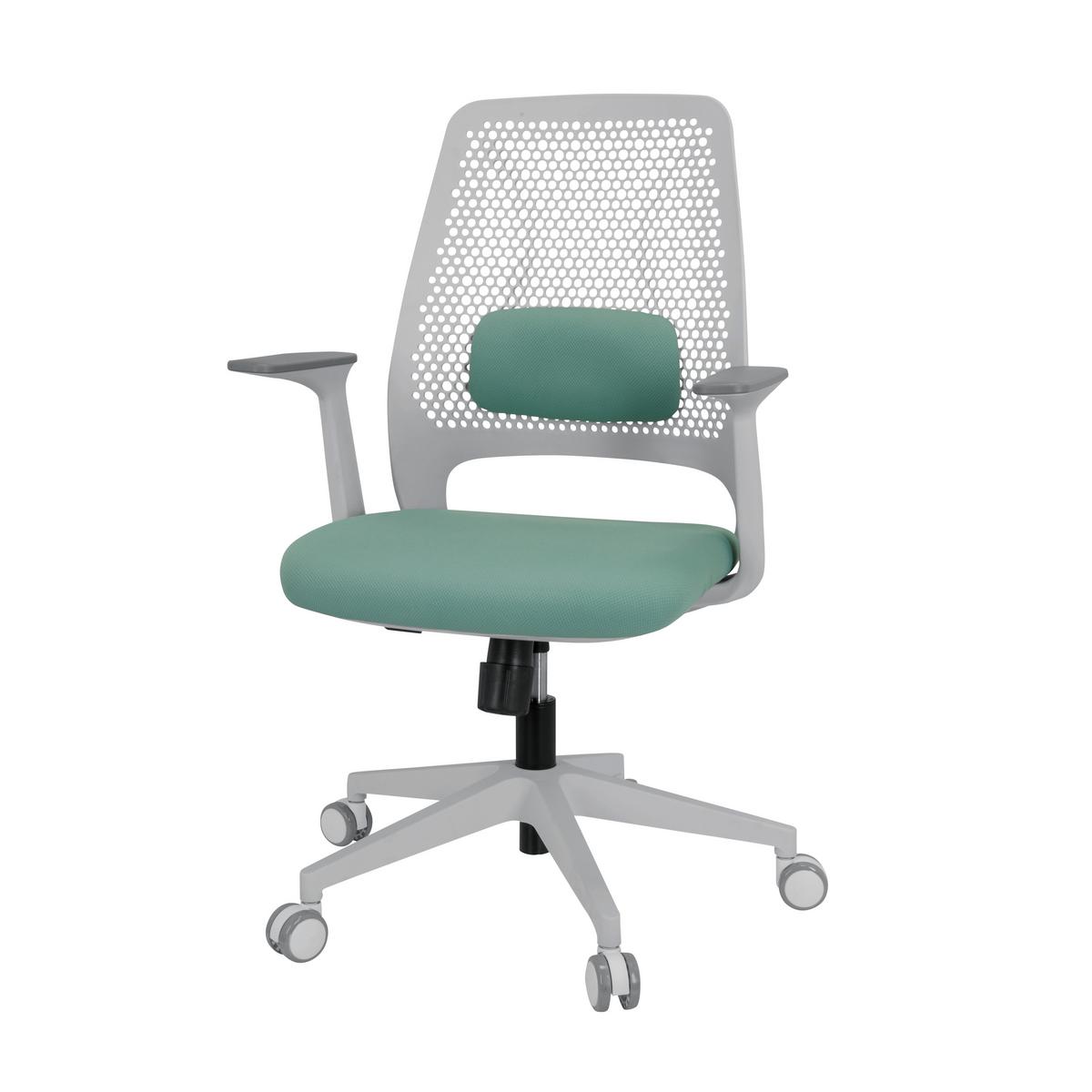 Bürostuhl Parferio Weiß/ Mintgrün Bis 110 Kg - Weiß/Mintgrün, Basics, Kunststoff/Textil (63/99/56cm) - MID.YOU