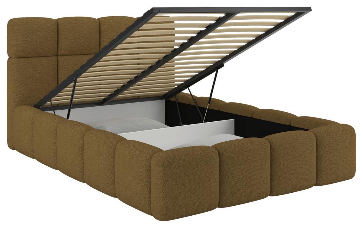 Polsterbett Cloudy M. Matratze Braun, Lf: 140x200 Cm - Braun/Grau, Trend, Holz/Holzwerkstoff (140/200cm) - Luca Bessoni