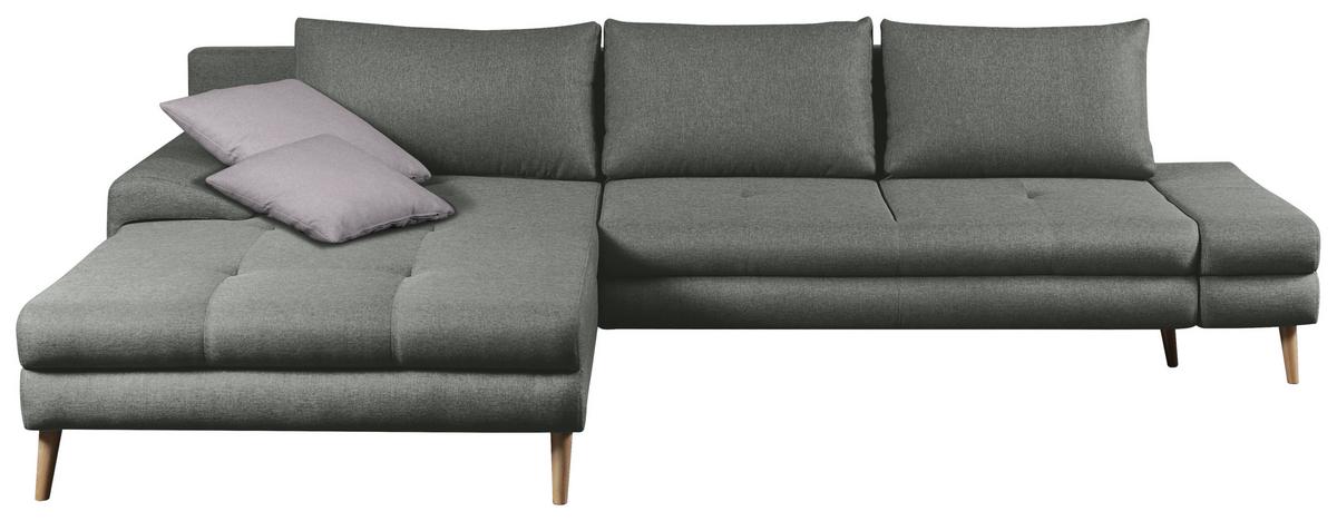 Ecksofa mit Schlaffunktion Floby Stauraum Grau - Erlefarben/Hellgrau, Trend, Textil (313/215cm) - MID.YOU