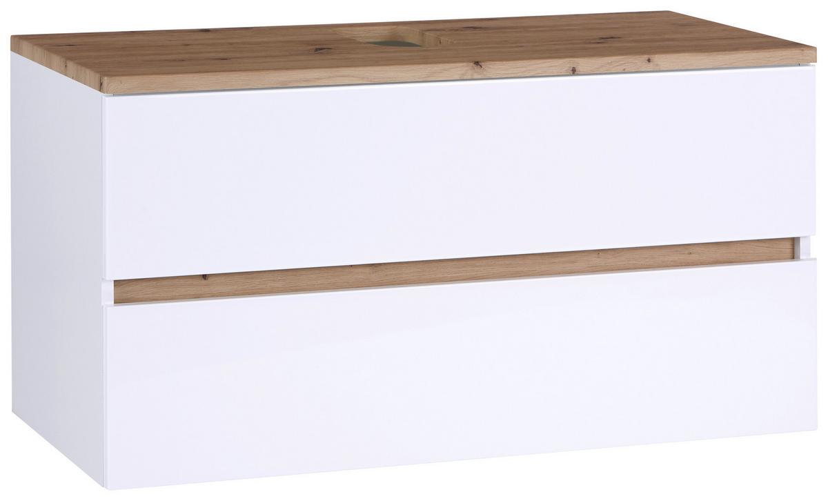 Waschtischunterschrank Hängend Marbella B: 100 Cm Weiß - Weiß, MODERN, Keramik/Holzwerkstoff (100/64,5/47cm)