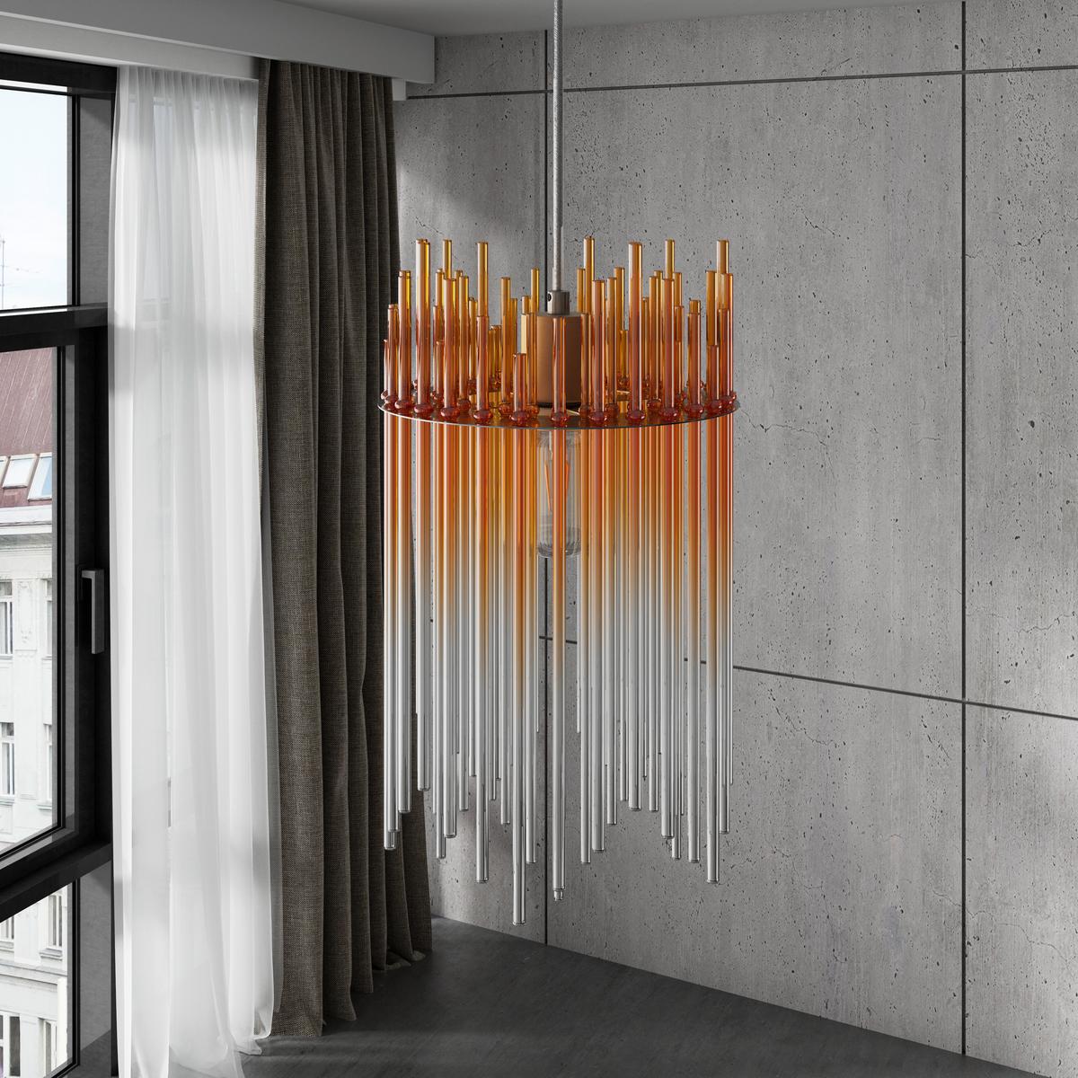 HÄNGELEUCHTE STAB - Champagner/Transparent, MODERN, Glas/Kunststoff (20/20/150cm)