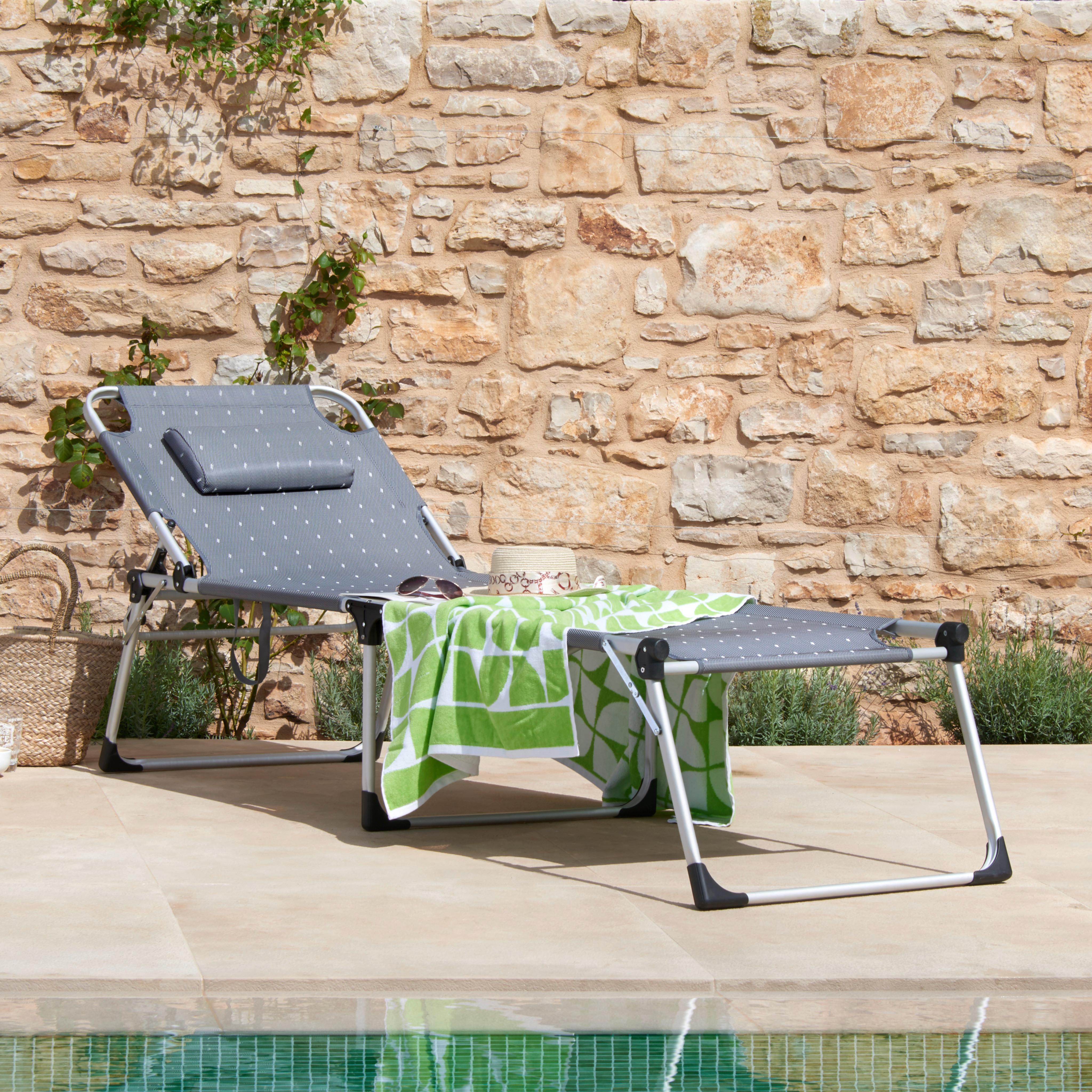 Sonnenliege Lucca Aluminium, Textillehne verstellbar - Grau, MODERN, Textil/Metall (227qm) - Greemotion