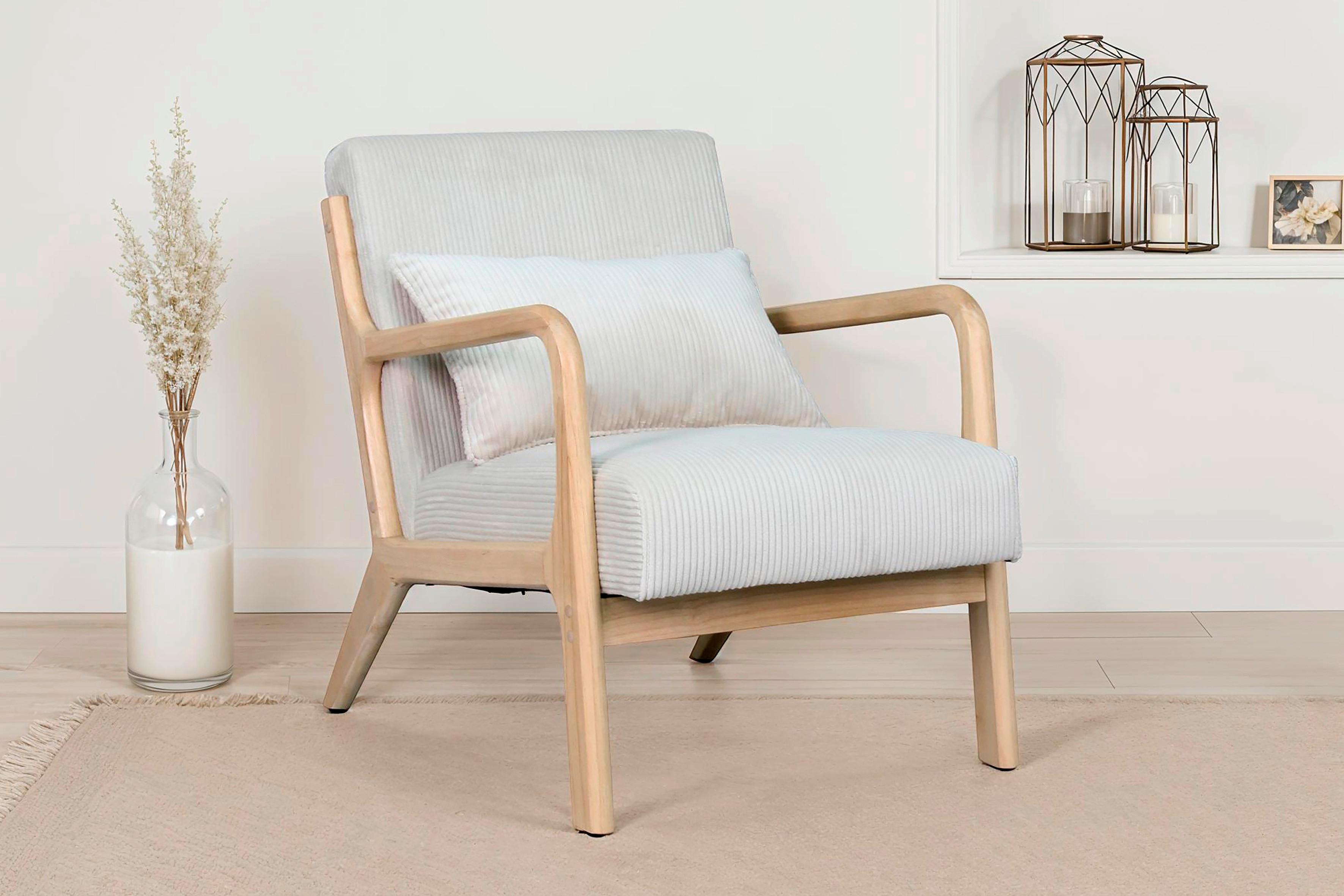 Sessel Nohr Elfenbeinfarben B: 65 cm - Elfenbein/Braun, Basics, Holz/Textil (65/81/76cm) - MID.YOU