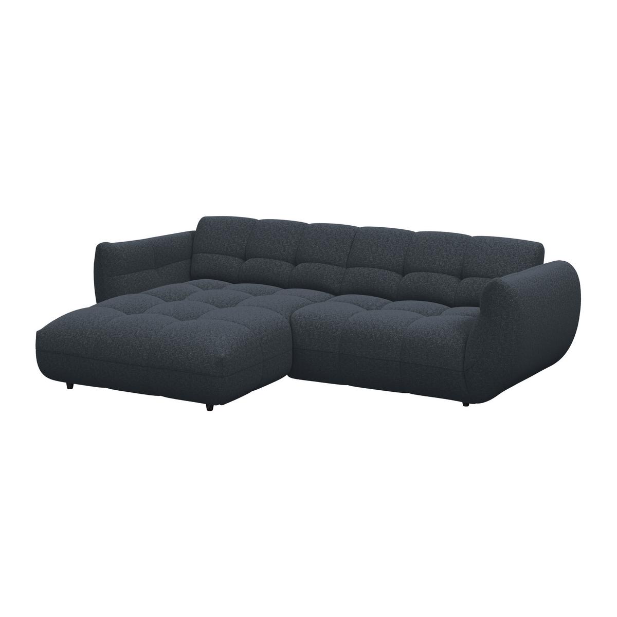 Ecksofa Panda Chenille dunkelblau, 178x280cm - Dunkelgrün/Schwarz, Trend, Textil (178/280cm)