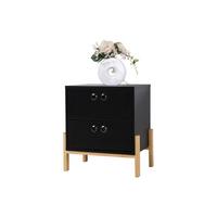 Kommode Schwarz B: 50cm - Schwarz/Naturfarben, Design, Holzwerkstoff (50/55/35cm) - Livetastic