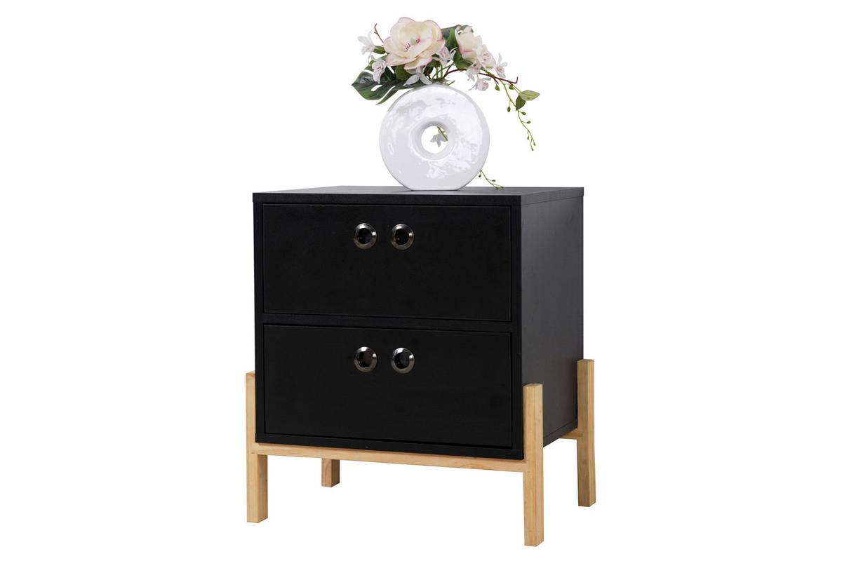 Kommode Schwarz B: 50cm - Schwarz/Naturfarben, Design, Holzwerkstoff (50/55/35cm) - Livetastic