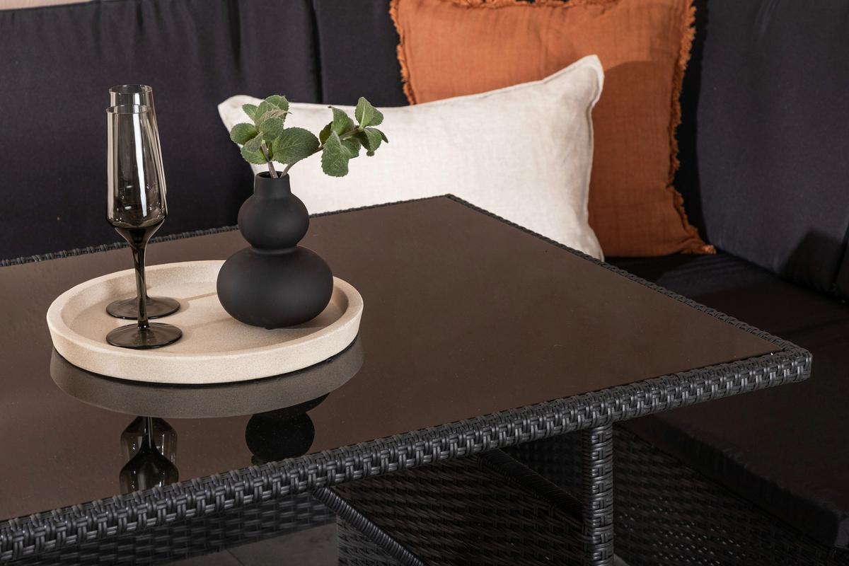 Gartenmöbel Set 4-Tlg Knock Kunststoff mit Kissen - Schwarz, KONVENTIONELL, Kunststoff - Gardenson