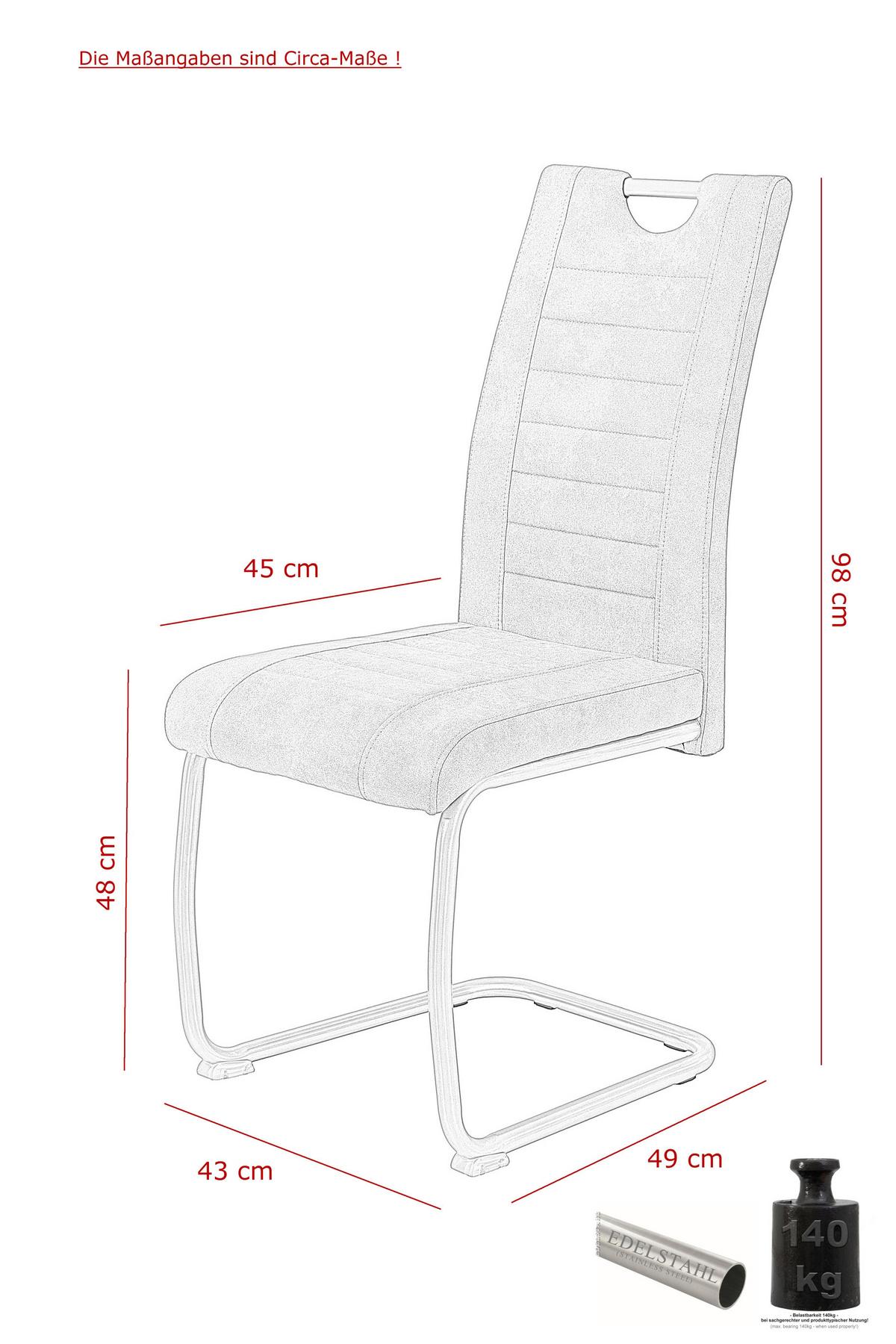 Schwingstuhl-Set Ulla S - Schlammfarben/Edelstahlfarben, MODERN, Textil/Metall (43/98/59cm) - MID.YOU