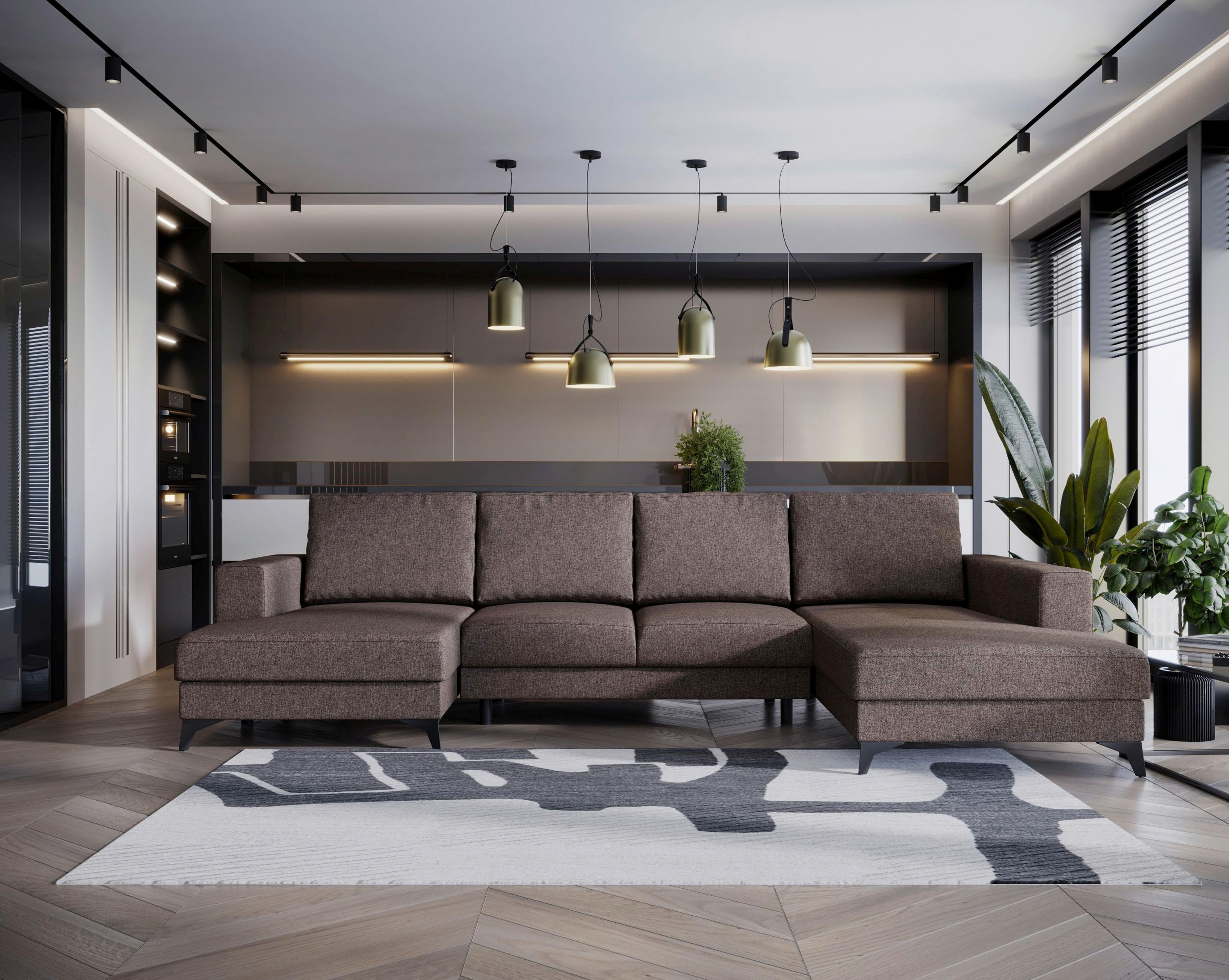 Harvey Braun U: 156x339x190 Cm - Schwarz/Braun, Design, Textil (156/339/190cm) - Livetastic