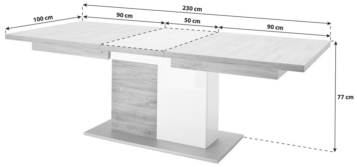 Esstisch Ausziehbar Luzern 180-230x100cm Weiß/eiche Dekor - Eichefarben/Weiß, Design, Holzwerkstoff (180-230/100/77cm) - Livetastic