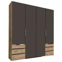 Drehtürenschrank Mit Laden 200cm Level 36a, Graphit/eiche - Eichefarben/Graphitfarben, MODERN, Holzwerkstoff (200/216/58cm) - MID.YOU