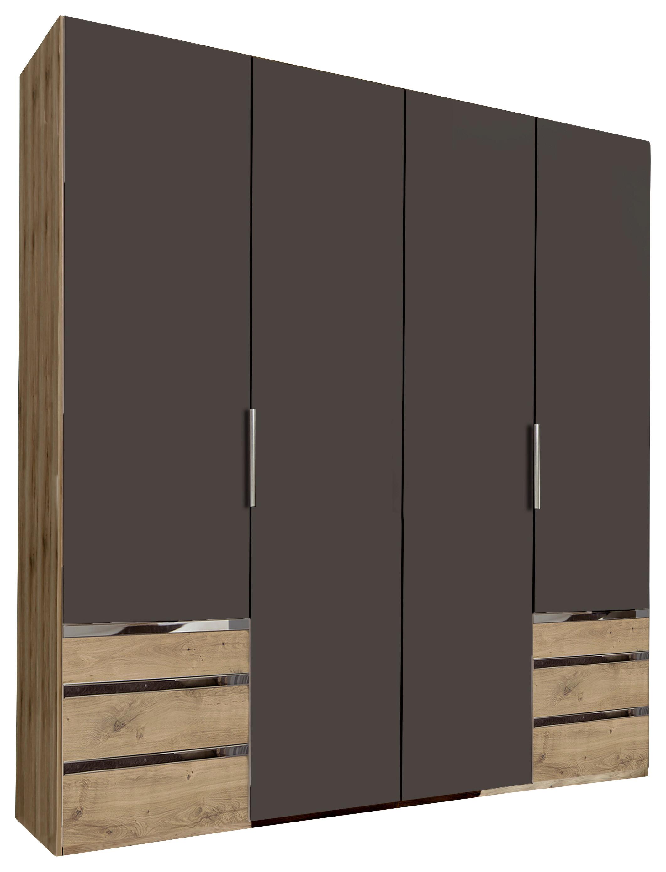 Drehtürenschrank mit Laden 200cm Level 36a, Graphit/Eiche