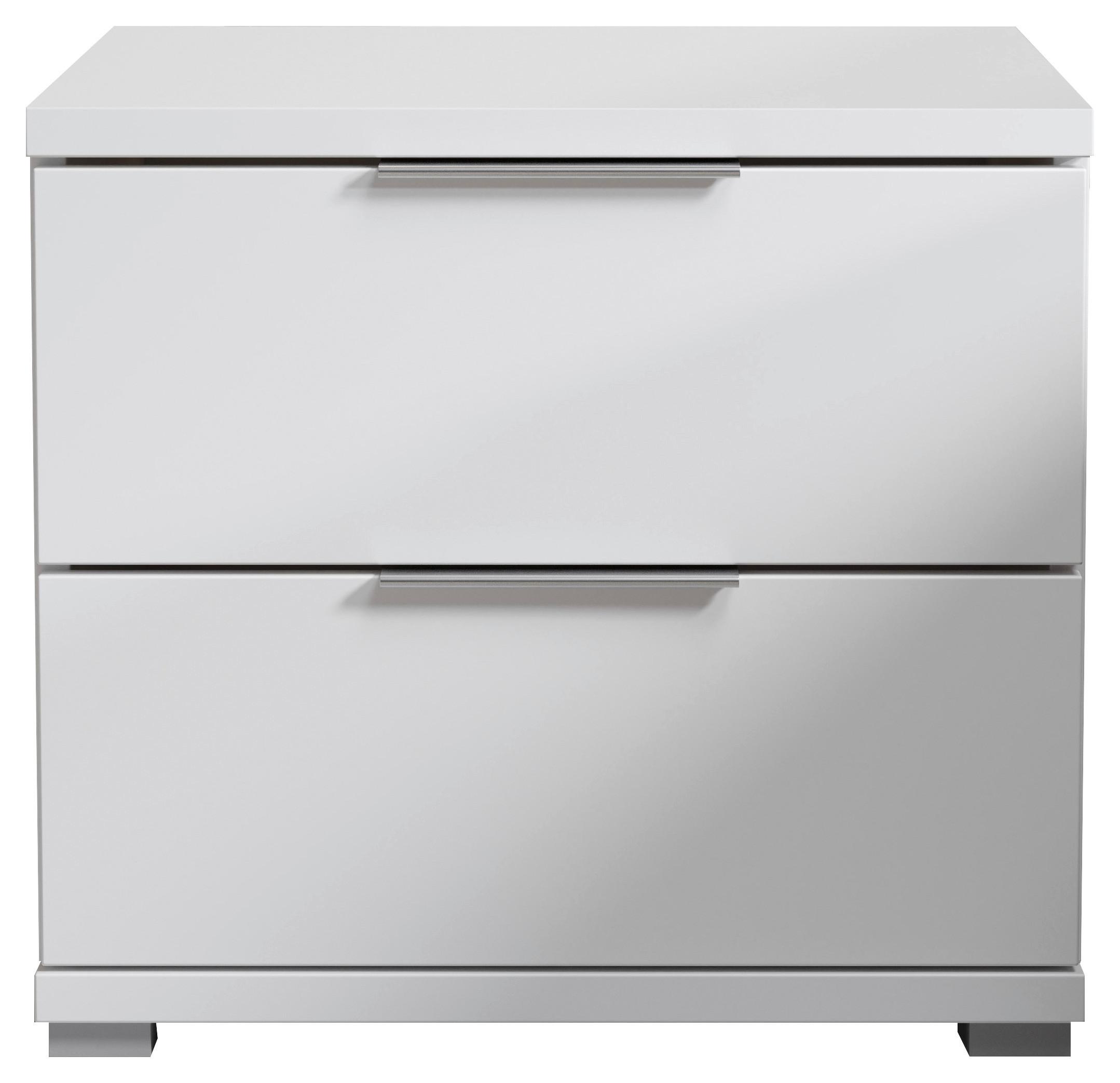 Nachtkästchen Smilla 2l W - Alufarben/Weiß, KONVENTIONELL, Holzwerkstoff (46/43/42cm)