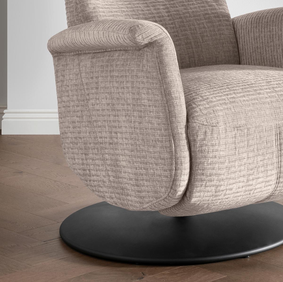 Relaxsessel Latina Beige 360 Grad Drehbar, B: 72 Cm - Beige/Schwarz, MODERN, Textil (72/118/85-165cm) - Livetastic