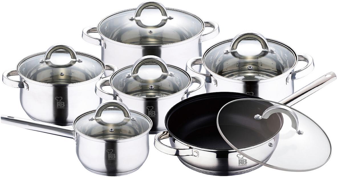 Sada hrnců 12-dílná - barvy stříbra/čiré, Konvenční, kov/sklo - Mömax