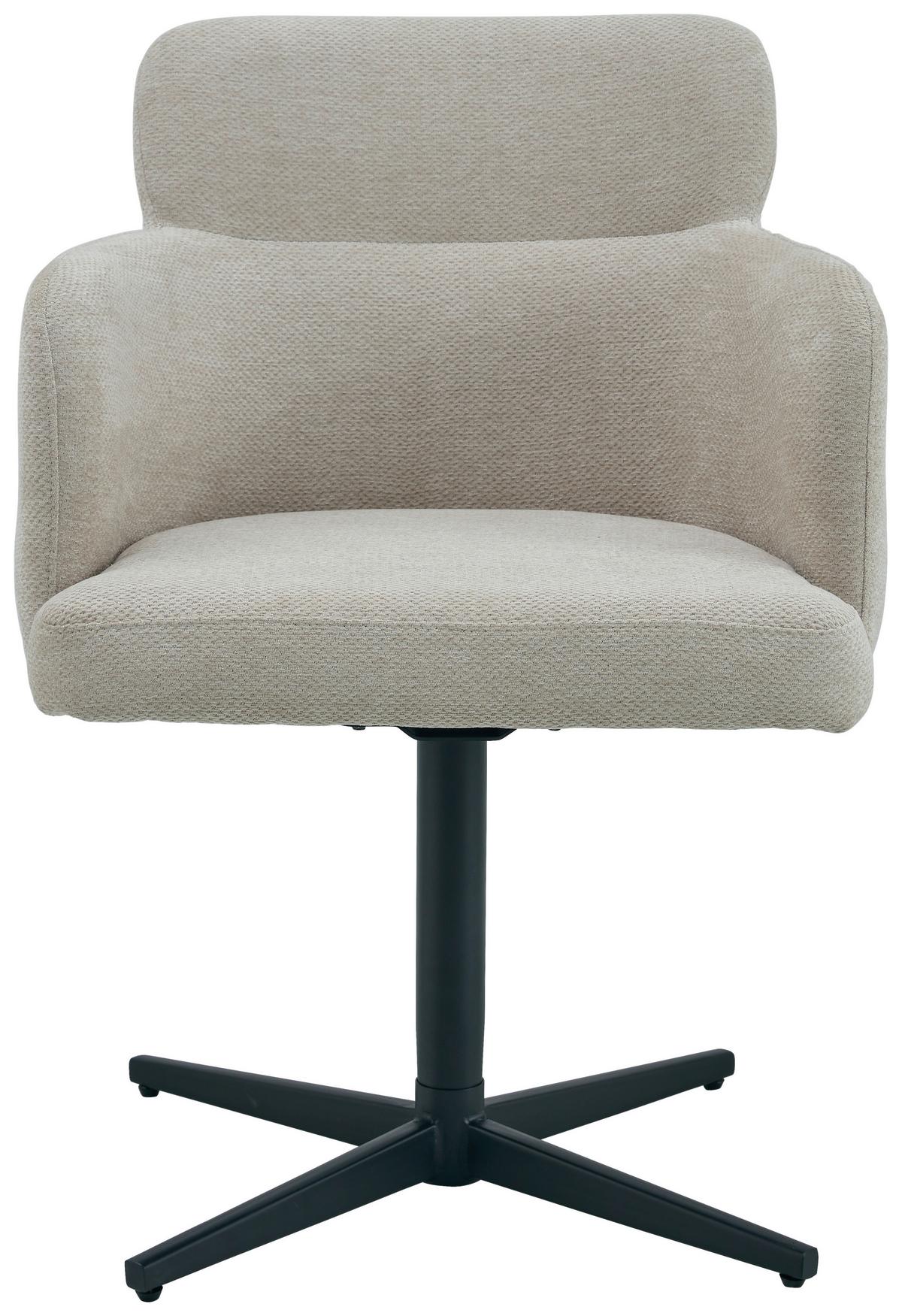 Armlehnstuhl Matteo Webstoff Beige, B: 58,5 Cm - Beige/Schwarz, KONVENTIONELL, Holz/Textil (58,5/85/63cm) - Livetastic