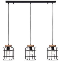 Hängeleuchte Gwen H: 142 Cm 3-Flammig, Braun/schwarz - Schwarz/Braun, Design, Holz/Metall (100/20/142cm) - Brilliant