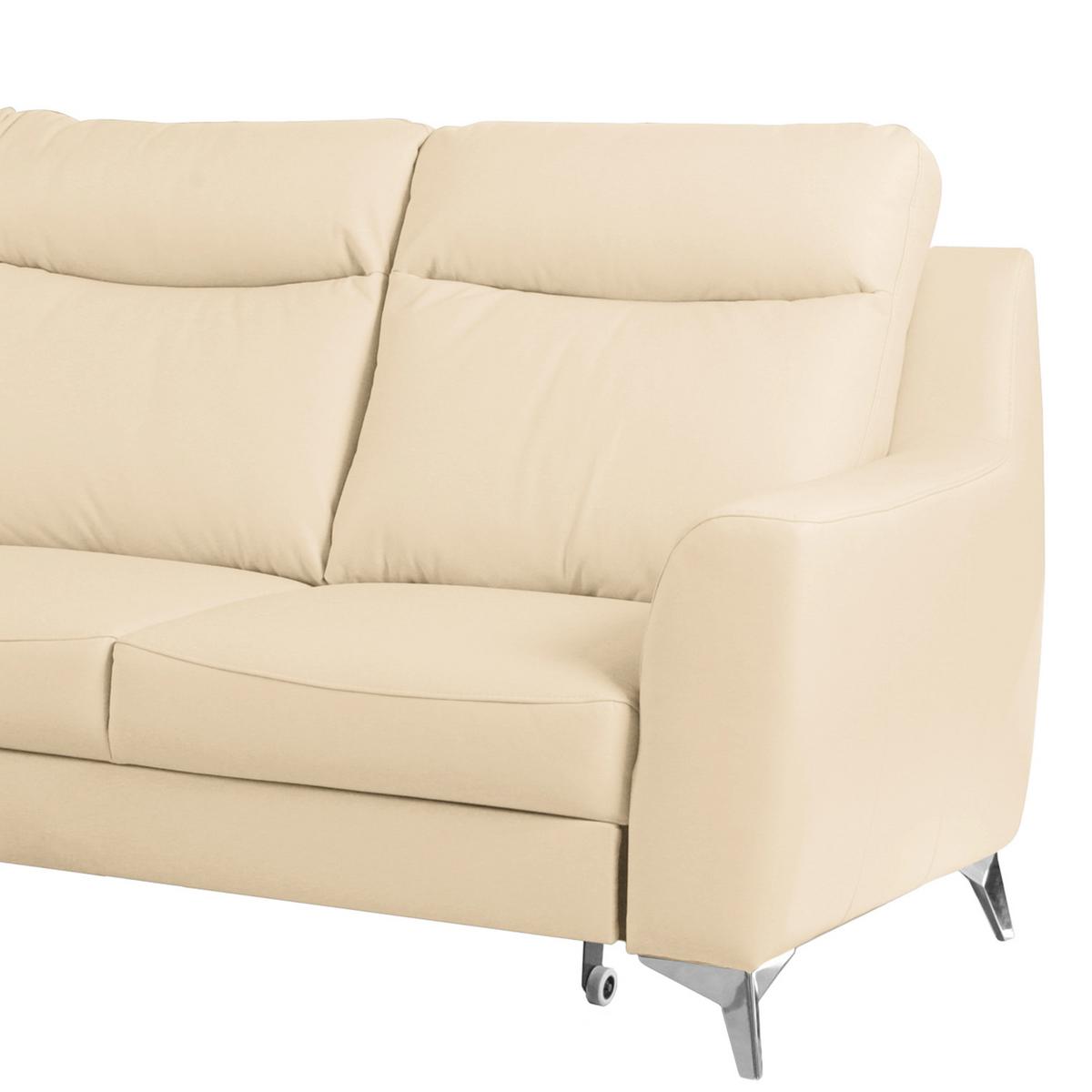 Ecksofa Gio Beige S: 236x168 Cm - Chromfarben/Beige, Design, Leder/Textil (236/168cm) - Livetastic