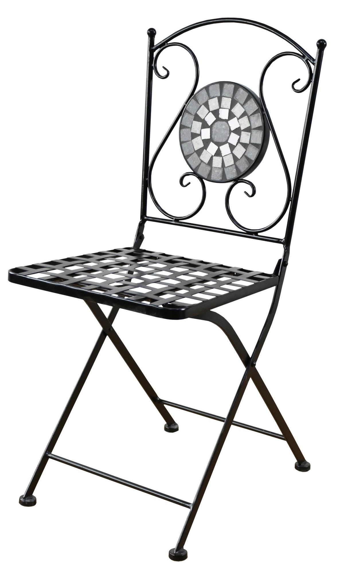 Balkonmöbel Set Jalua Metall/stein - Schwarz/Weiß, MODERN, Stein/Metall - Gardenson