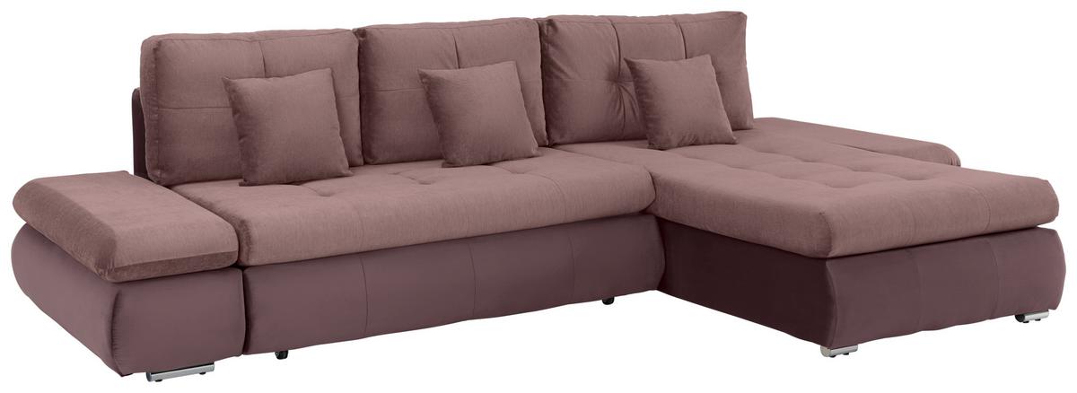 Rohová sedačka ENRICO, oboustranná, šeříková - černá/barvy chromu, Konvenční, kov/textil (303/88/185cm) - Based