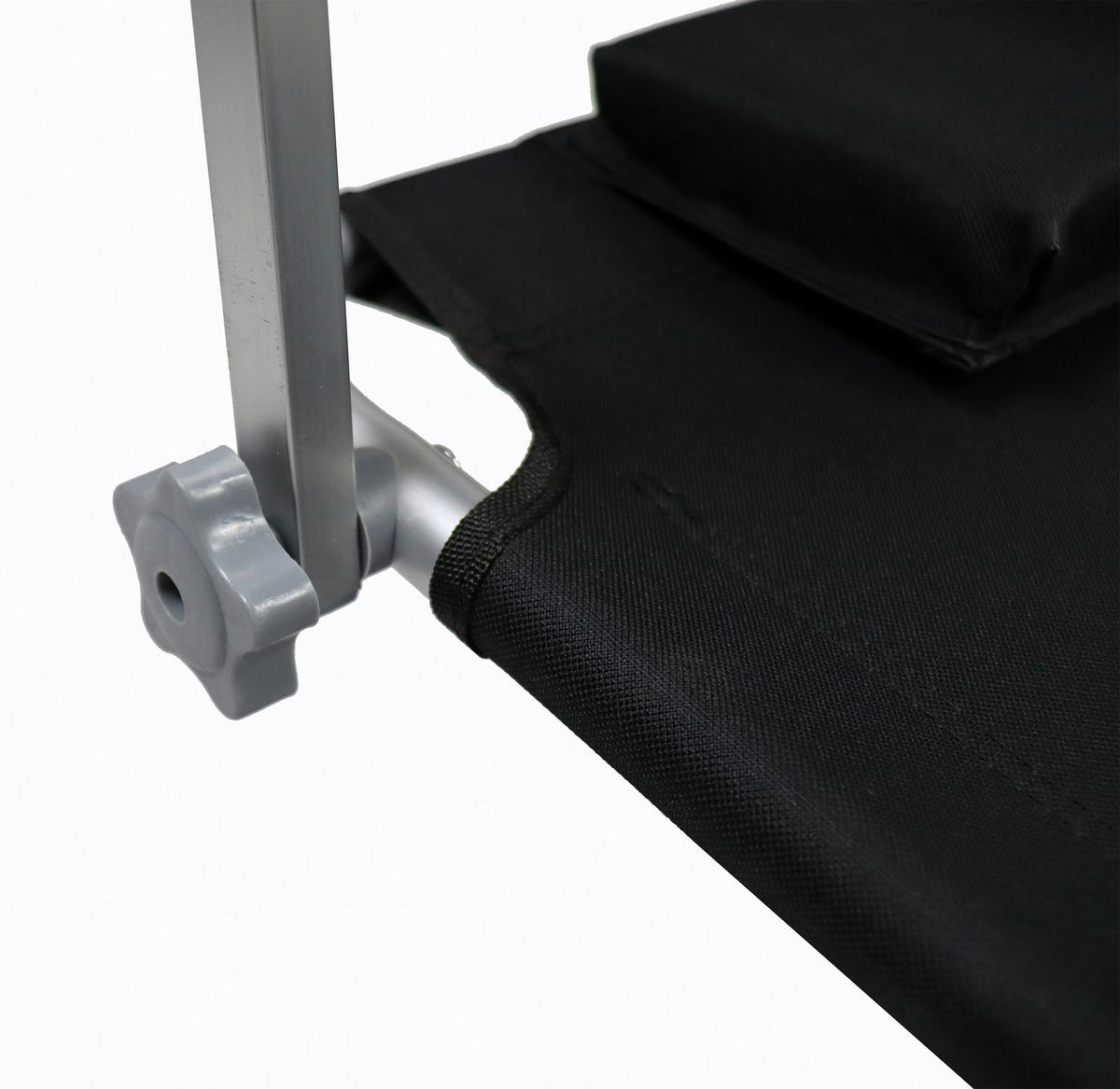 Sonnenliege Metall/Textil mit Rollen/Sonnendach - Schwarz, Basics, Textil/Metall (165/16/65cm) - MID.YOU