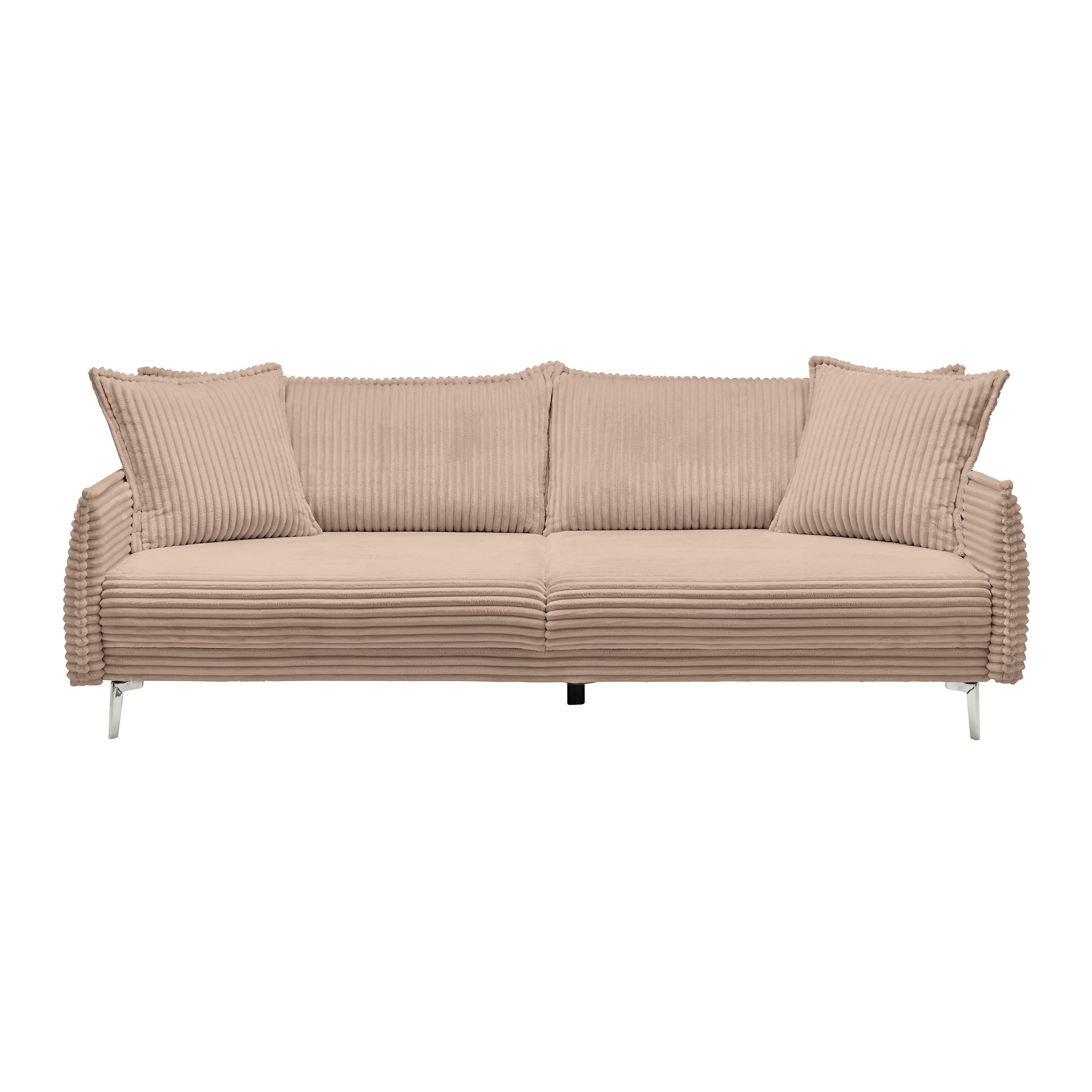 Veľká pohovka KISS -TOP- - hnedá/chrómová, Modern, kov/drevo (241/90/117cm) - Mömax