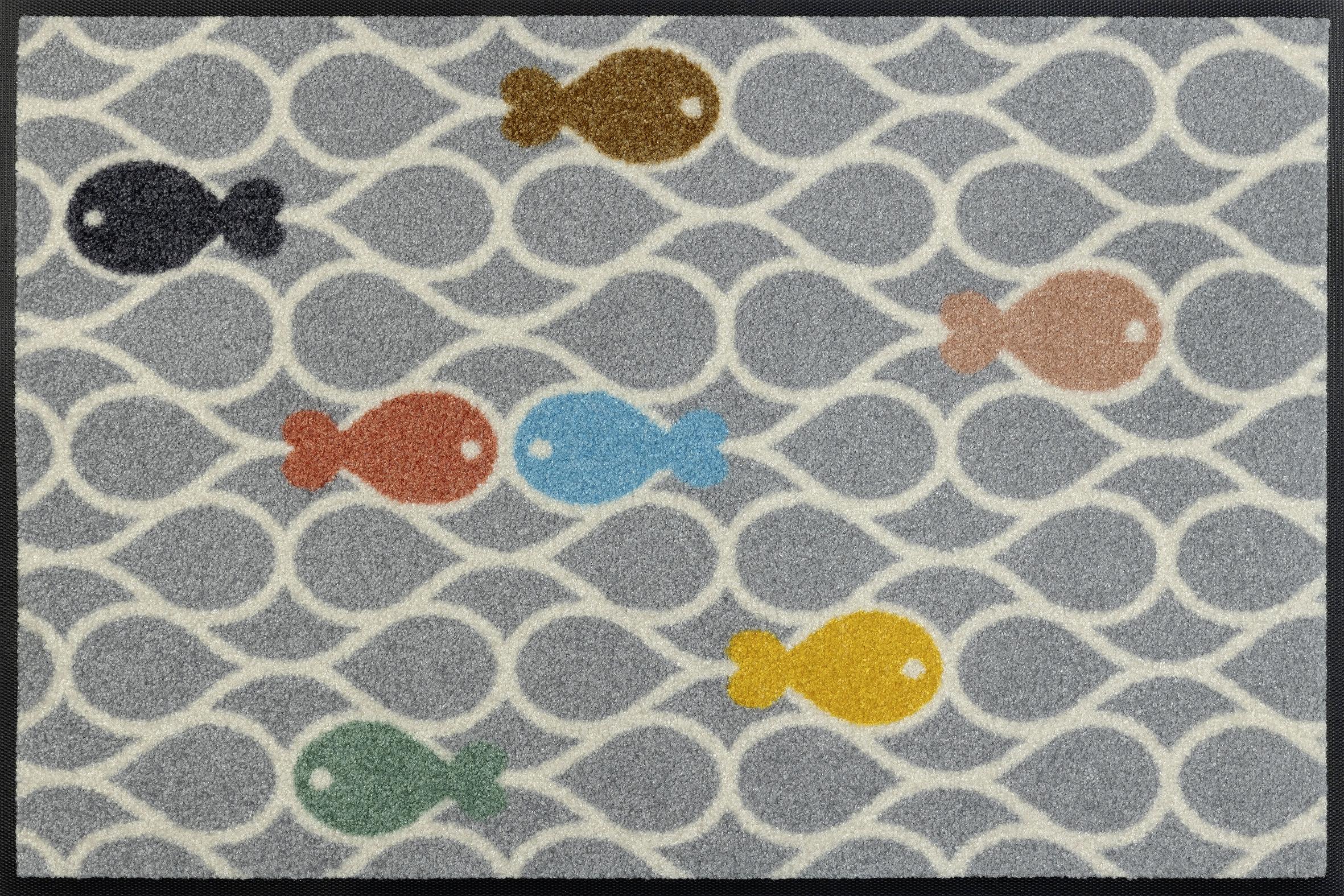 Fußmatte Fishpond 50x75 cm Rutschfest - Hellgrau, KONVENTIONELL, Textil (50/75cm) - Esposa