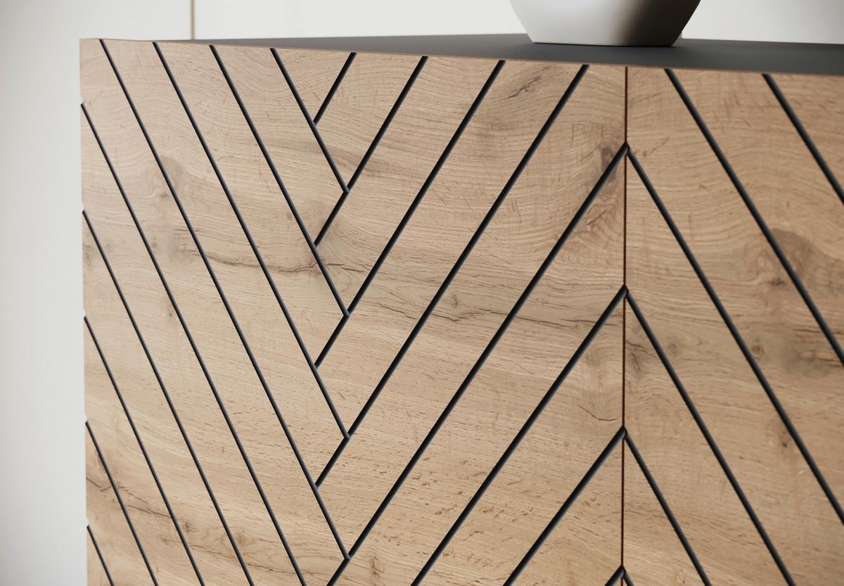 ŠIROKÁ KOMODA SIDEBOARD 120 - černá/dub wotan, Trend, kompozitní dřevo (120/76/39cm) - Livetastic