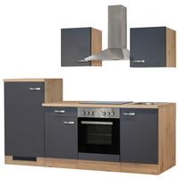 Kuchyňský blok SHADOW vč.4 spotřebičů, šířka 220 cm - dub San Remo/tmavě šedá, Moderní, kov/kompozitní dřevo (220/200/60cm)