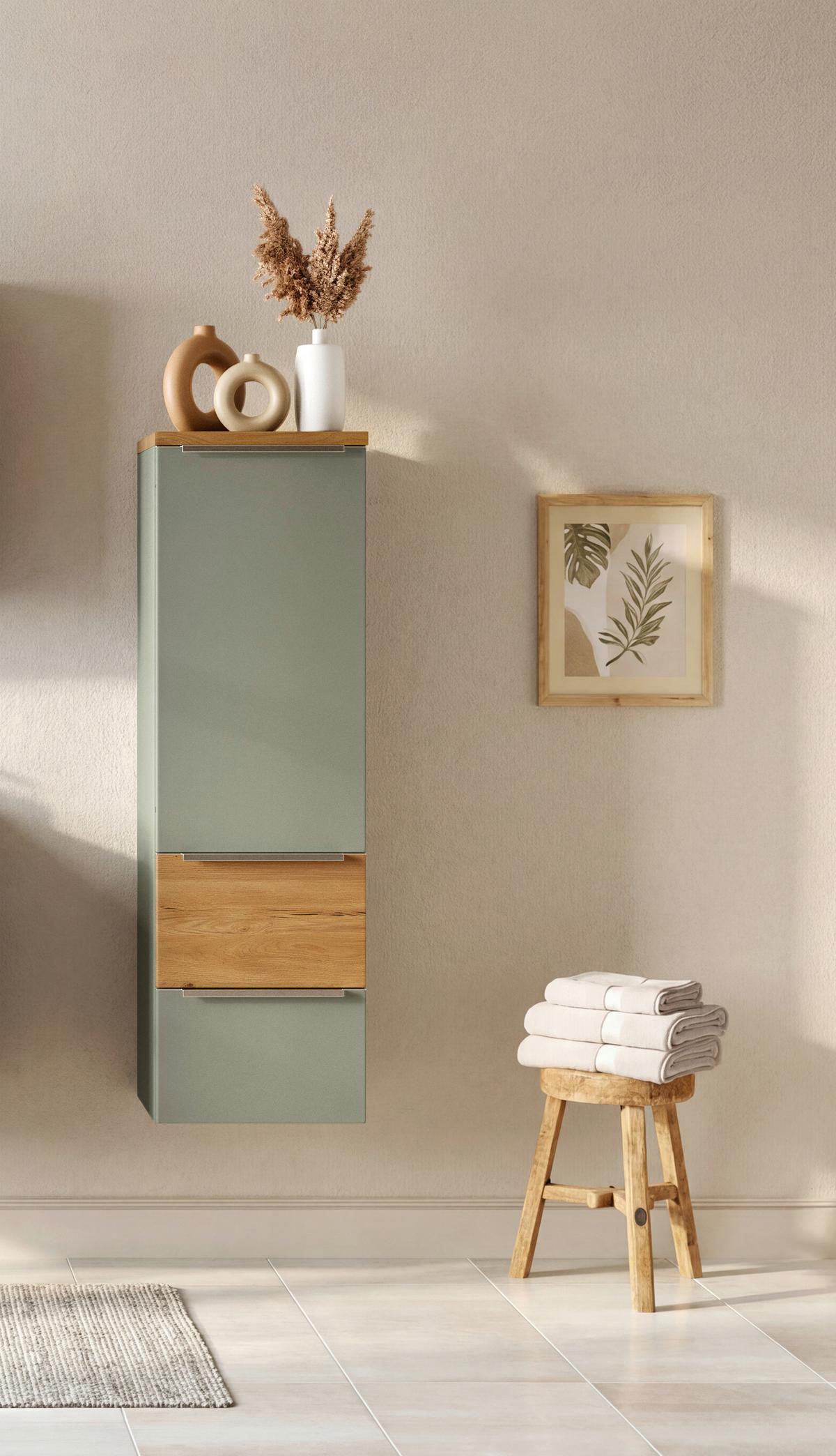 Midischrank Verona Schilfgrün/Wildeiche B: 40cm - Schilfgrün/Wildeiche, Trend, Holzwerkstoff (40/130/35cm) - Held