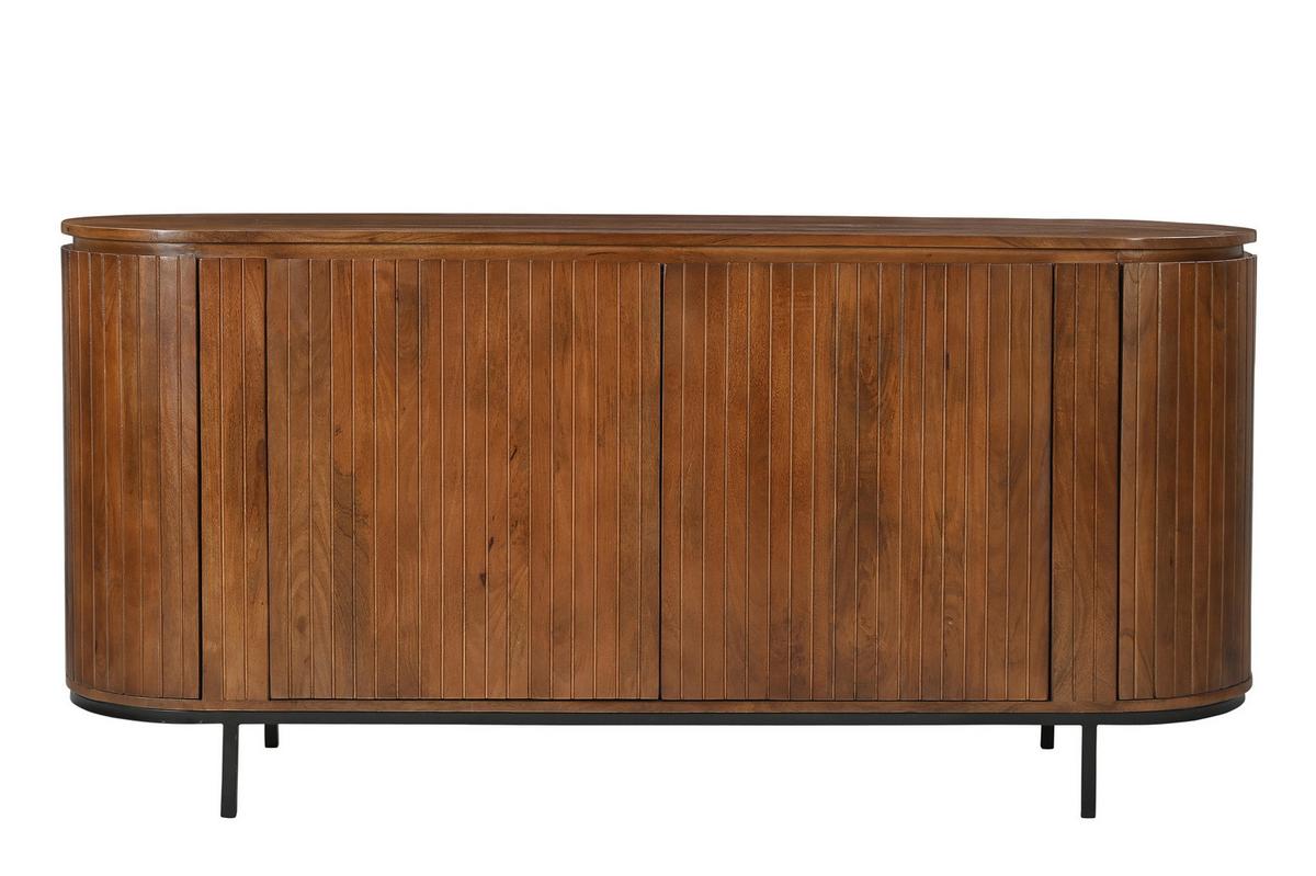 Sideboard Mangoholz/Schwarz B: 170cm - Schwarz/Naturfarben, Design, Holz/Metall (170/80/45cm) - MID.YOU