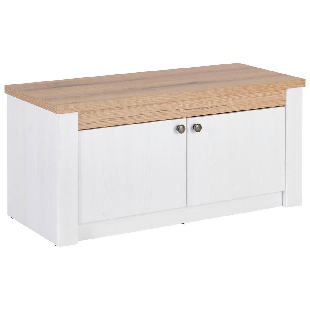 Sitzbank Rovigio Weiß, Eiche-/ Lärchefarben Dekor B: 97 cm